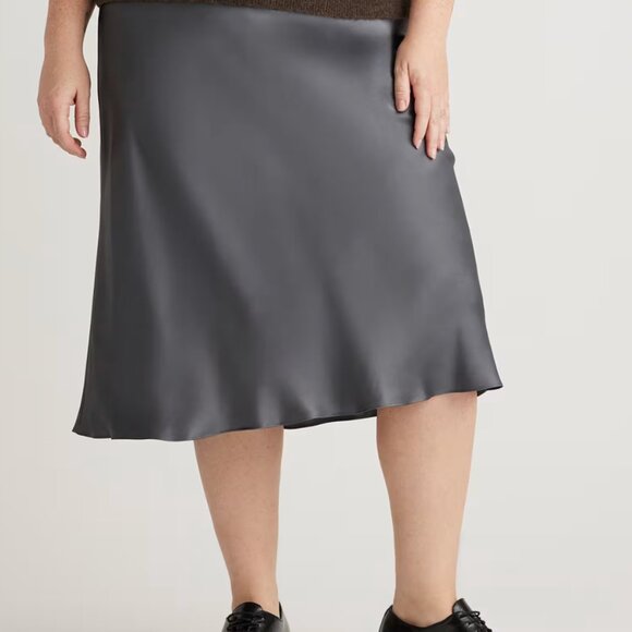 Quince Grey 100% Washable Silk Skirt - Picture 3 of 3